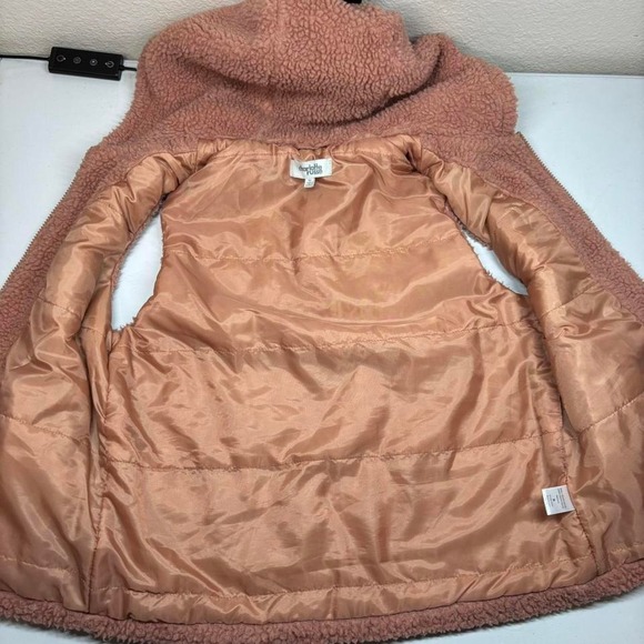Charlotte Russe Sherpa Fleece Vest Hooded Zip Up Pockets Pink Medium Cozy Layer - Picture 2 of 10